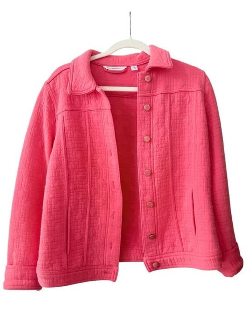 Isaac Mizrahi Live! Quilted Coral Button-Front Jacket Size S